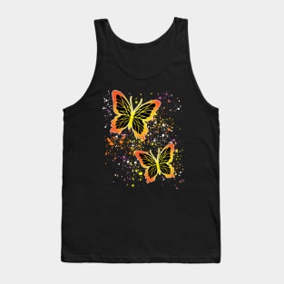 Beautiful Butterflies with Colorful Splatters Tank Top